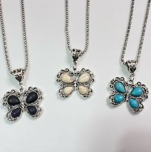 NWT- Butterfly Semiprecious Stone Necklace